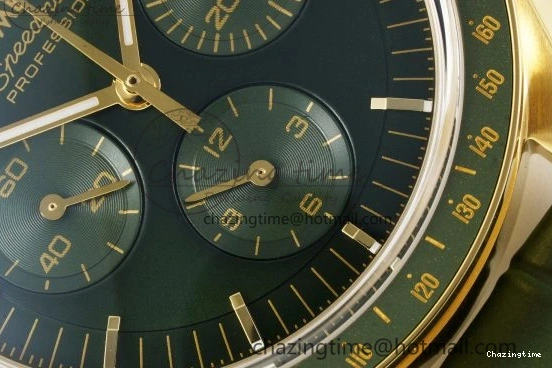 0512 Speedmaster Moonwatch in Moonshine Gold YG RMF Best Edition Green Dial on Green Leather Strap Manual Chrono EasyCare 7832